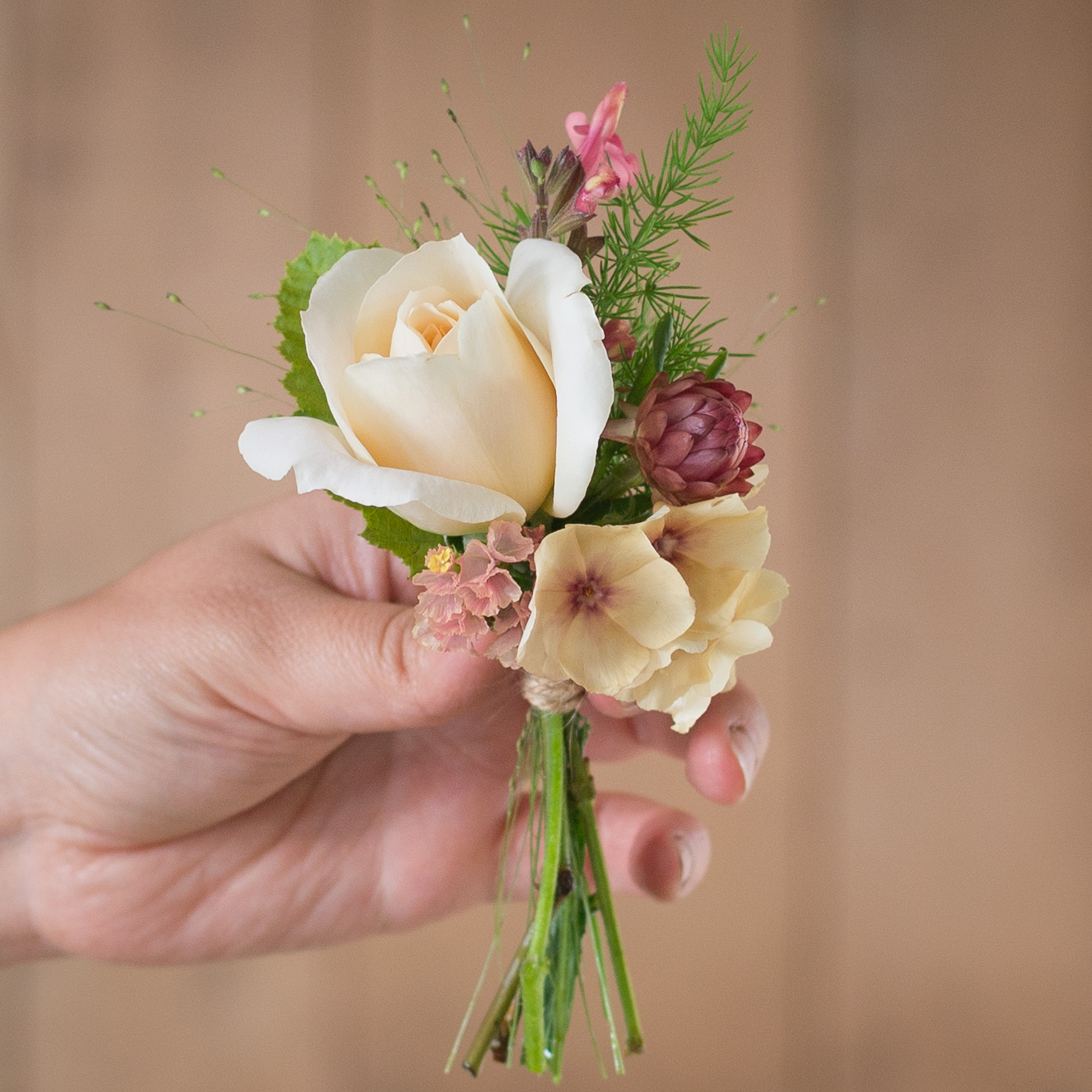 Peaches and Cream Buttonhole