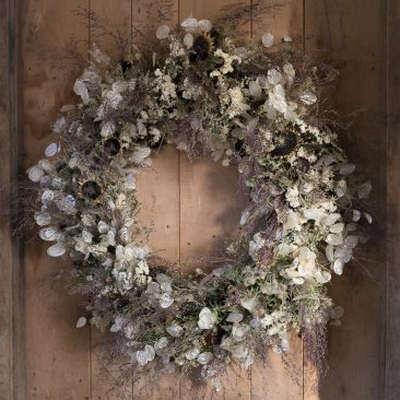light and dark dried flower wreath